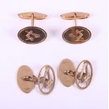 Two pairs of 9ct gold Masonic cufflinks, 10.8g