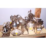 An Art Deco silver plated four-piece tea and coffee set, an Art Deco cruet, a toast rack, a butter