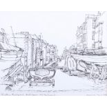 Deane F Clark: a signed print, "Victory Boatyard, Bath Square Old Portsmouth", in strip frame, and a