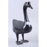 A Chinese bronzed goose, 13" high