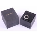 A B.Zero 1 design white metal ring set one row of pave diamonds, ring size N/O, stamped Bulgari 750,