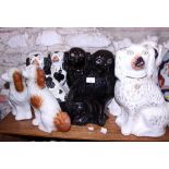 Six pairs of 19th century Staffordshire dogs, various (two pairs damages)