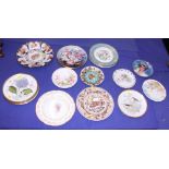 A set of six Spode garden flowers plates and a number of other decorative wall plates, etc