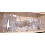 Two pairs of glass vases, and other glassware including bowls, glasses, etc