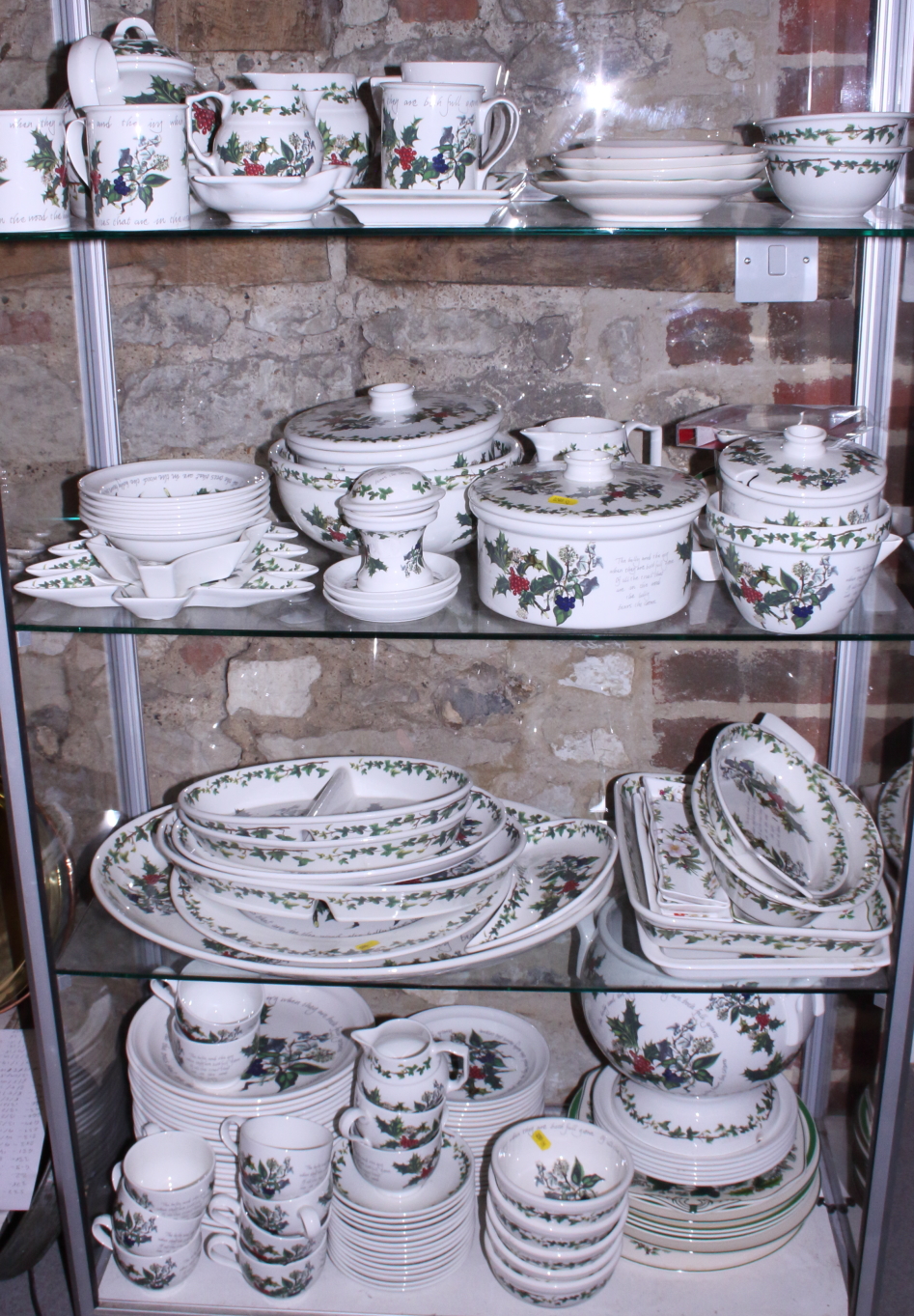 A Portmeirion "The Holly and the Ivy" pattern combination service, including a turkey platter,