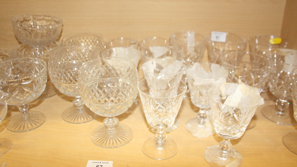 Five gilt glass wines, three goblets, four sundaes, a decanter and other glass - Image 3 of 4