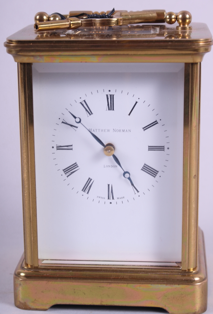 A Matthew Norman model 1750A brass cased carriage clock with eight-day striking movement, 5 1/2" - Image 2 of 4