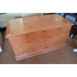 A 19th century waxed Wellingtonia pine blanket box with brass carry handles, 32" long
