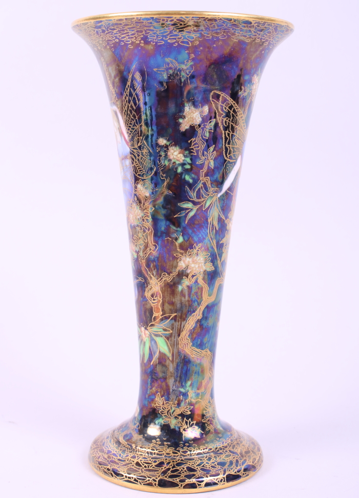 A Wedgwood Fairyland lustre "Butterfly Woman" pattern trumpet vase, designed by Daisy Makeig- - Image 5 of 11