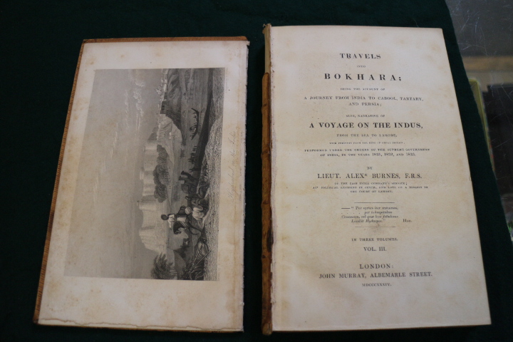 Burnes: "Travels into Bokhara", three vols illust, calf, London 1834 India Interest - Image 6 of 14