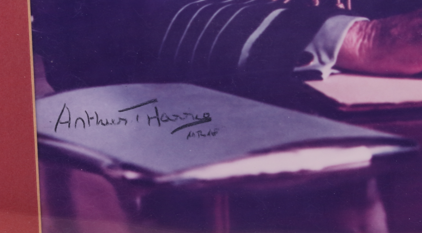 A photograph of Harold Wilson with signature, and a print of Arthur Harris - Image 2 of 3