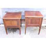 An Edwardian mahogany pot cupboard, on square taper supports, 23" wide x 21 1/2" deep, and a