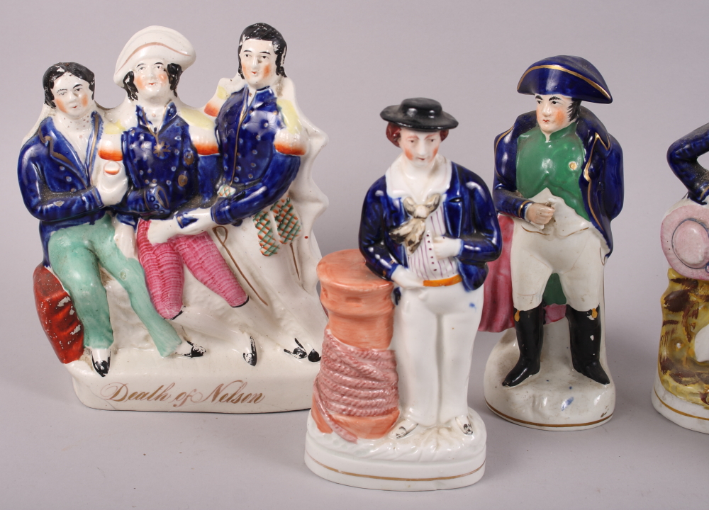 A 19th century Staffordshire figure group, death of Nelson, 8 1/4" high, a 19th century - Image 2 of 7