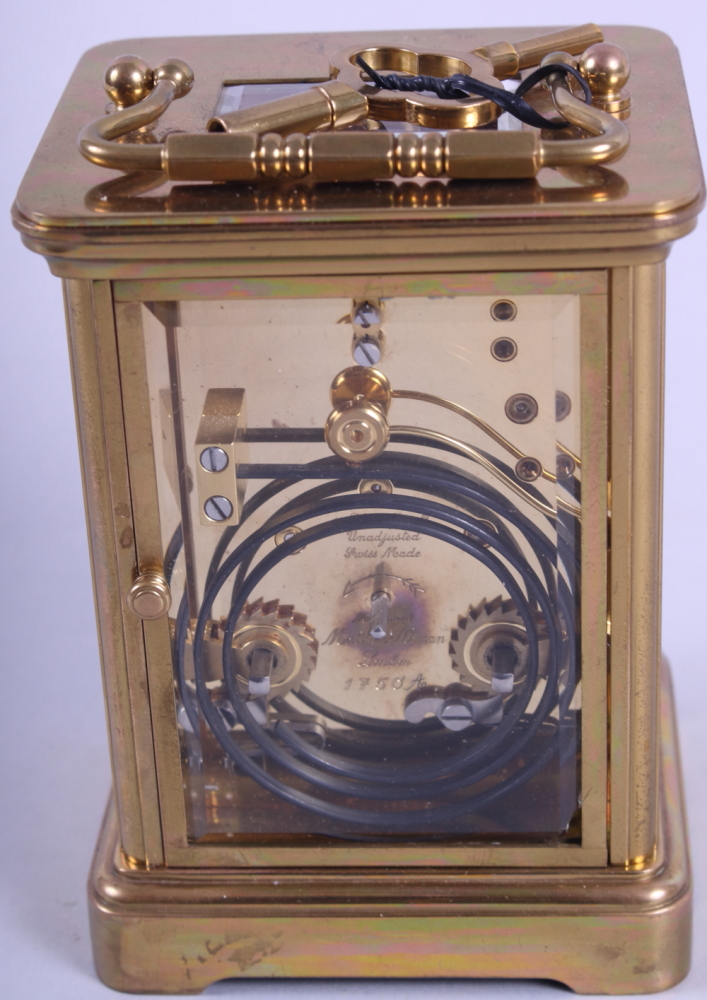 A Matthew Norman model 1750A brass cased carriage clock with eight-day striking movement, 5 1/2" - Image 3 of 4