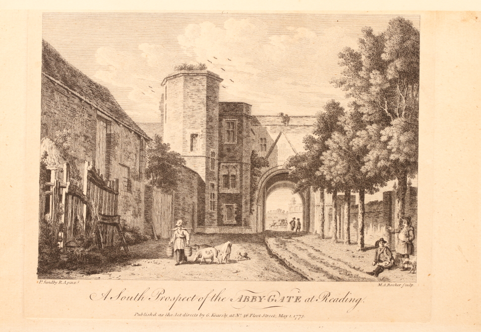 Two 18th century engravings, Reading Abbey gateway - Image 2 of 2