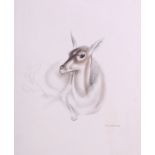 J R Skeaping: a study of a deer, in wooden strip frame