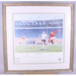 K A Fearon: a 1966 Word Cup Final print, signed by Geoff Hurst, in painted frame