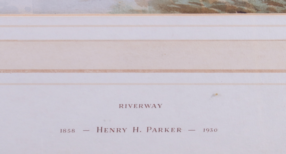 Henry H Parker: a pair of watercolours, "Riverway" and "At Hemingford Grey", 14" x 21", in gilt - Image 8 of 10