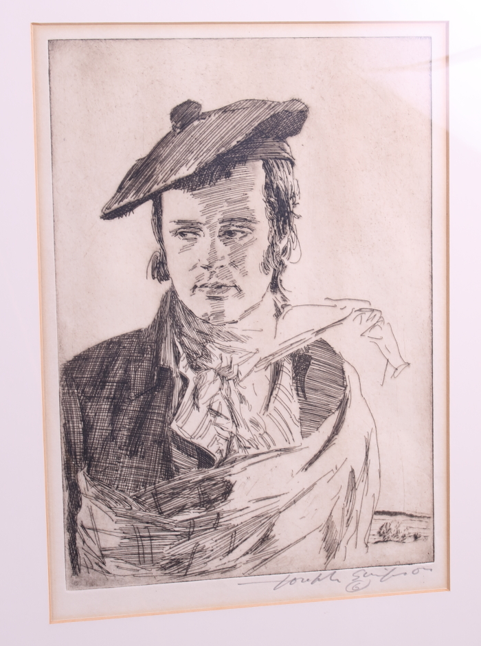 Three signed engravings, gentleman in hats, in ebonised frames - Image 4 of 4