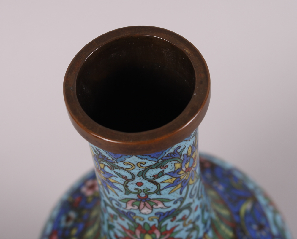 A cloisonne baluster vase, decorated chrysanthemum and other flora, 9" high - Image 5 of 6