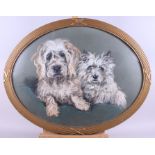 Marjorie Cox: pastel, "Vicki and Honey", 18" x 23 1/2", 18" x 23 1/2", in oval gilt frame