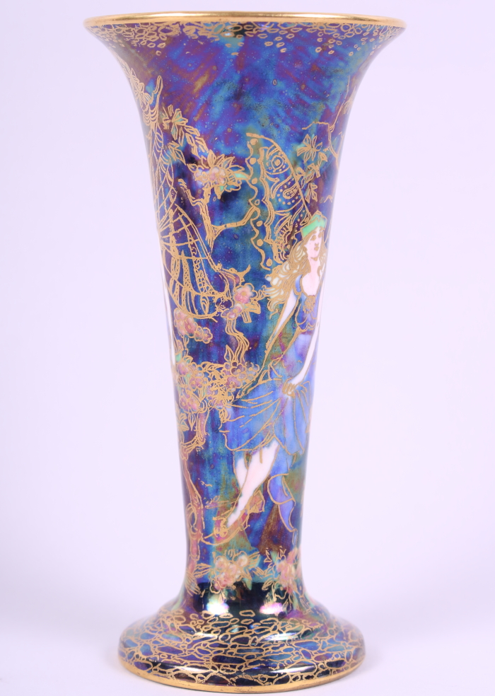A Wedgwood Fairyland lustre "Butterfly Woman" pattern trumpet vase, designed by Daisy Makeig- - Image 4 of 10