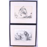 Frank Reynolds: two pen and ink drawing illustrations for Punch, "pretty play at Putney", 6 1/2" x 9