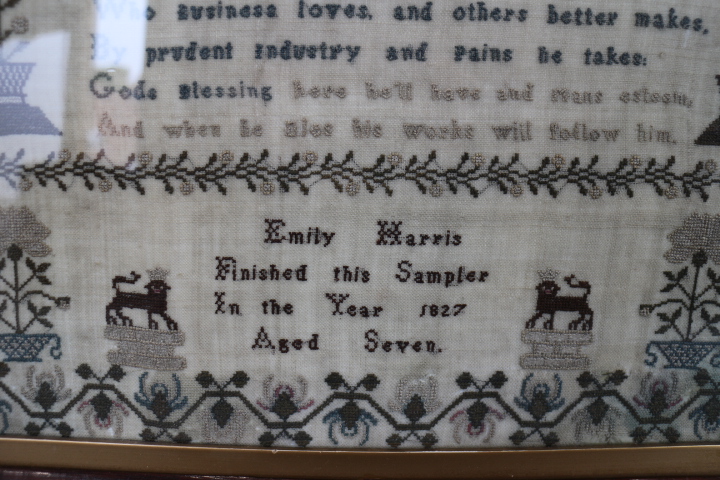 An alphabetical and numerical sampler, by Emily Harris, dated 1827, in rosewood frame, and another - Image 5 of 20