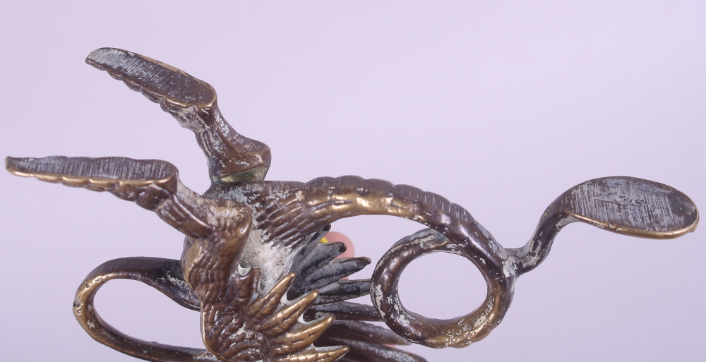 A brass chamberstick, in the form of a grotesque dragon, 6 1/2" high - Image 4 of 4