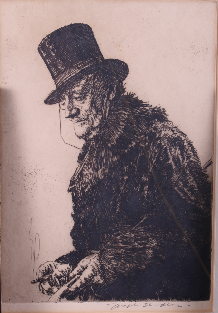 Three signed engravings, gentleman in hats, in ebonised frames - Image 3 of 4