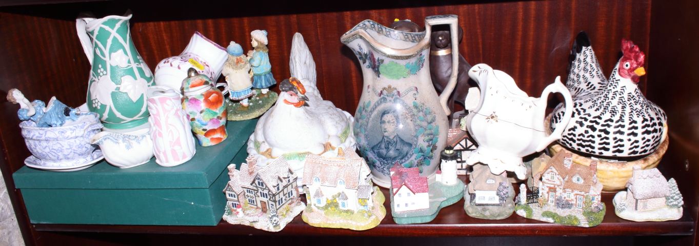 A quantity of model cottages, relief decorated jugs, model animals, part teasets, figures and - Image 3 of 3
