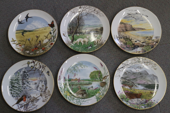 Twelve Royal Worcester months of the year plates, by Peter Barrett, a Doulton and Slaters vase (