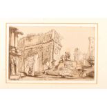 An 18th century soft ground etching, view of the Roman Forum, in gilt strip frame