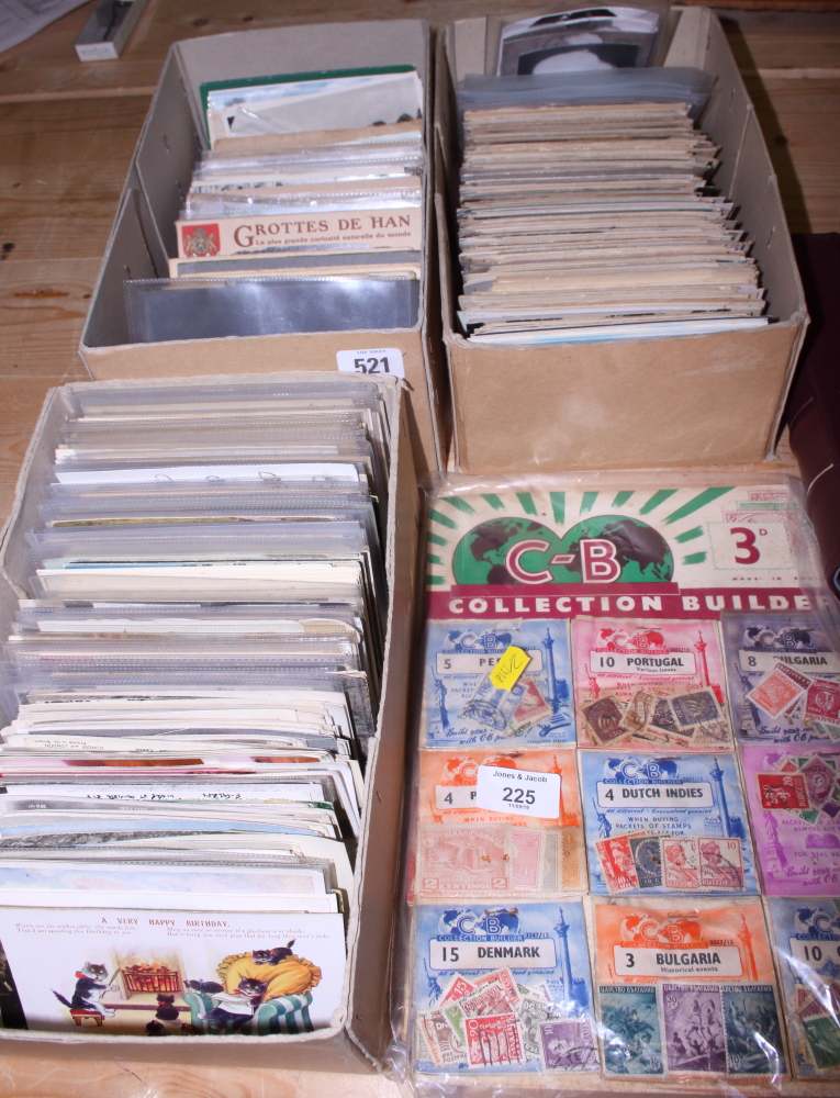 A quantity of postcards, mostly early 20th century, a stamp collection builder and an empty