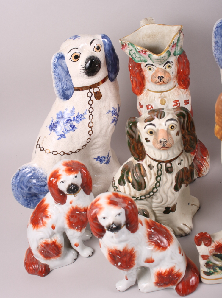 Three pairs of 19th century spaniels and six other spaniel models, various sizes - Image 2 of 4