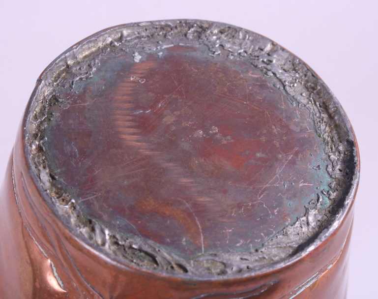 A Newlyn design copper two-handled jardiniere with embossed floral motifs, 7" high, and another - Image 5 of 7