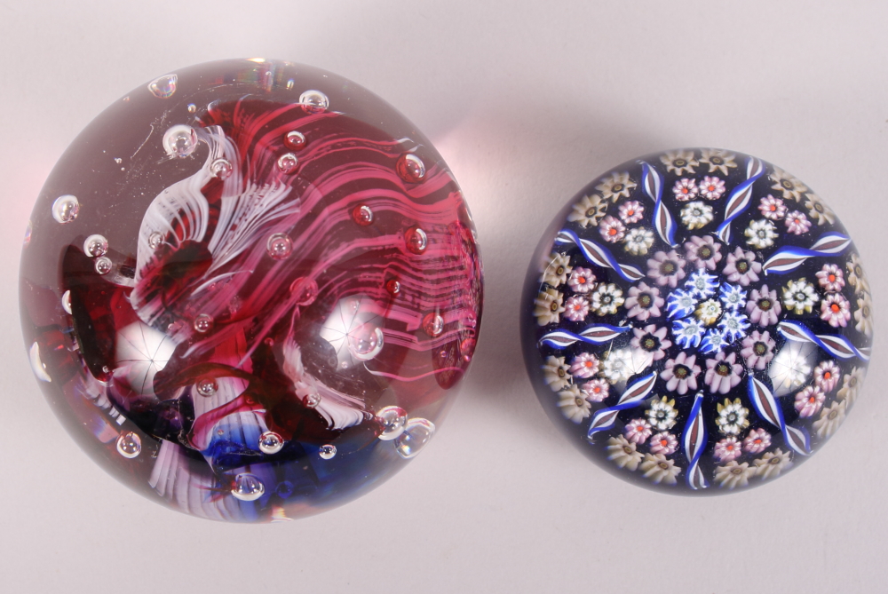 Two glass paperweights, one with "inka" etched to base - Image 2 of 2