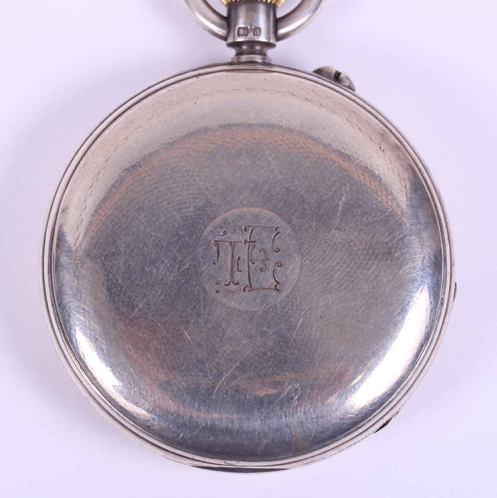 A 19th century silver cased open-faced pocket watch with silvered dial, Roman numerals and - Image 8 of 15