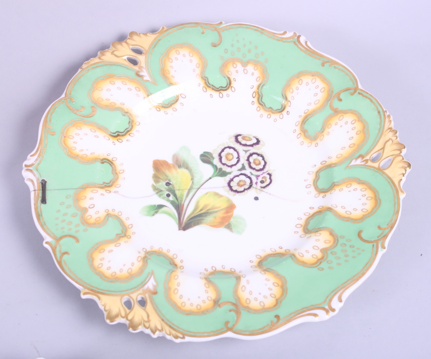 A 19th century part dessert service with botanical decoration (restoration to one plate) - Image 2 of 8