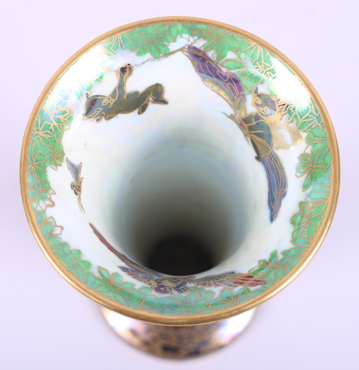 A Wedgwood Fairyland lustre "Butterfly Woman" pattern trumpet vase, designed by Daisy Makeig- - Image 5 of 10