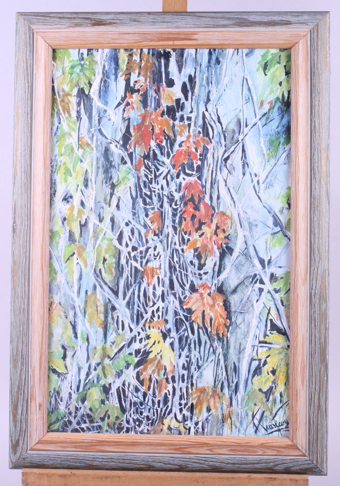 Victoria Levy: acrylics on board, "The Beauty of Nature", 16 1/2" x 10 1/4", in oak strip frame - Image 2 of 3