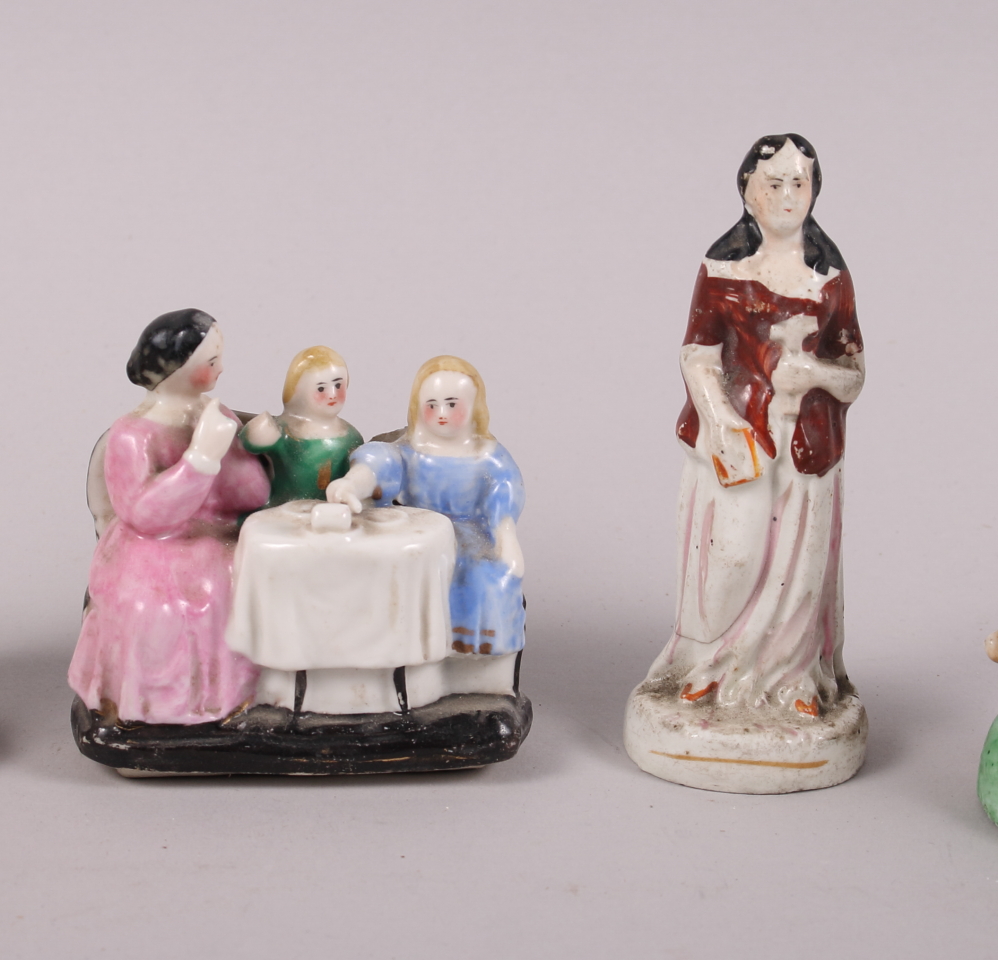 A 19th century Staffordshire figure, Faith, 4 1/2" high, and nine other similar Staffordshire - Image 3 of 7