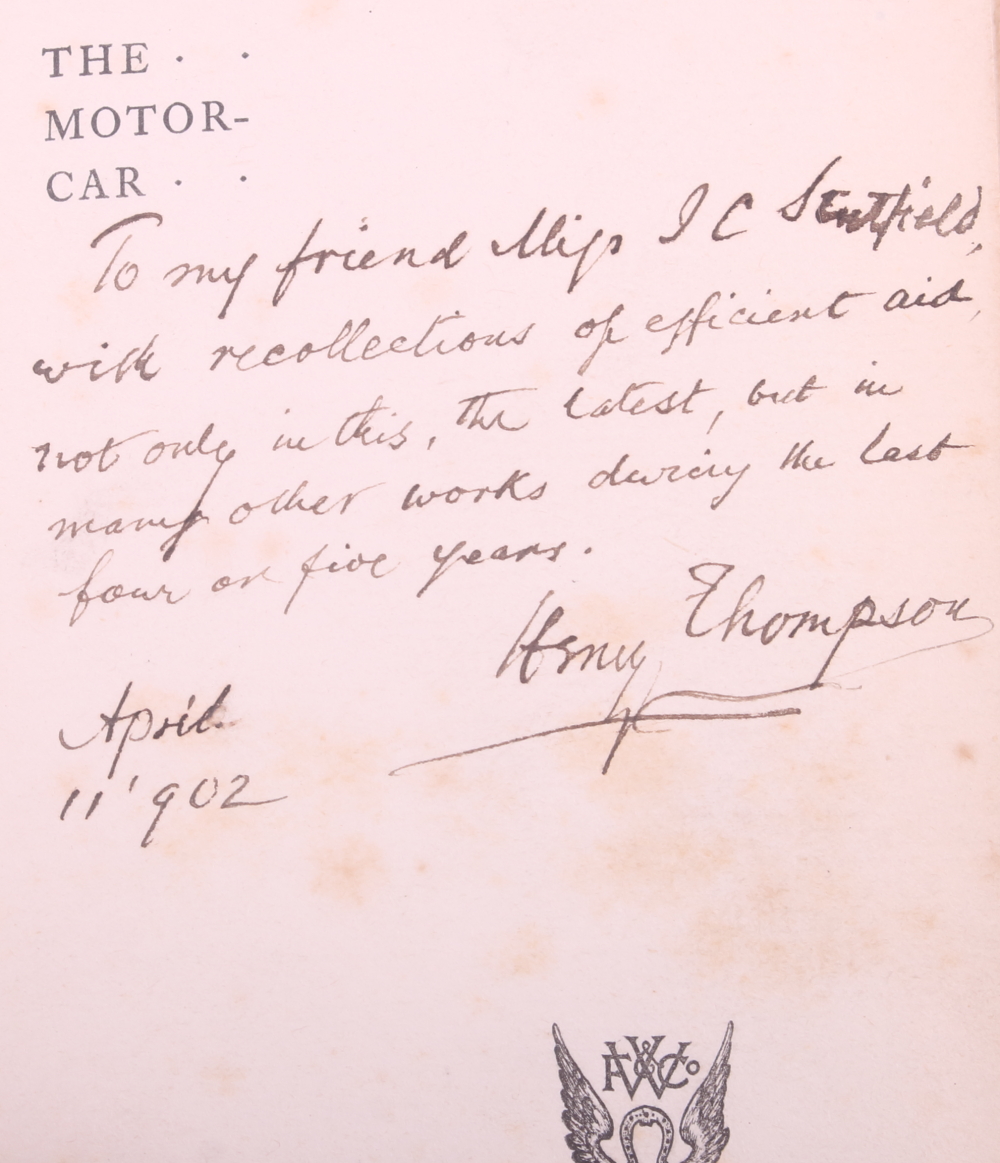Sir Henry Thompson: "The Motorcar an Elementary Handbook on its Use and Management",1902, signed - Image 3 of 5