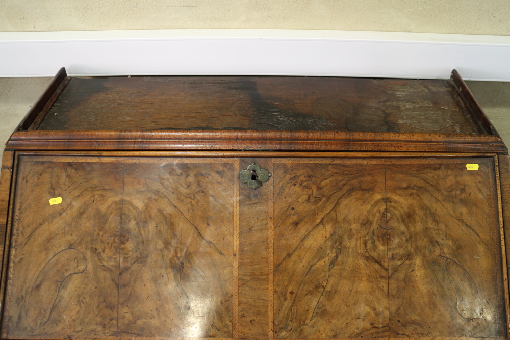 An early 18th century figured walnut double dome top bureau bookcase, the upper section with drawers - Image 2 of 12