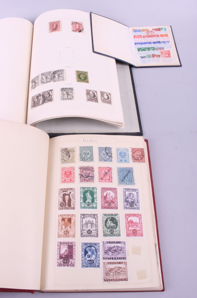 Two stamp albums, including Empire and pre-war Germany and a stock book, mostly Great Britain and