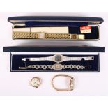 Two 9ct gold cased lady's wristwatches, a lady's cocktail watch, set marcasites, and two other