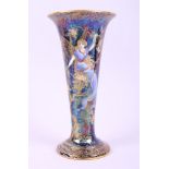 A Wedgwood Fairyland lustre "Butterfly Woman" pattern trumpet vase, designed by Daisy Makeig-