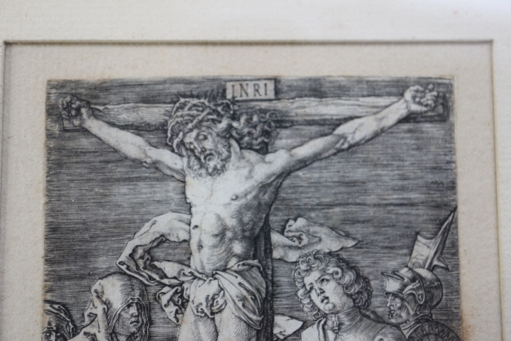 Albrecht Durer, 1511: "Crucifixion" (engraved passion), 4 1/2" x 3", in ebonised strip frame - Image 7 of 11