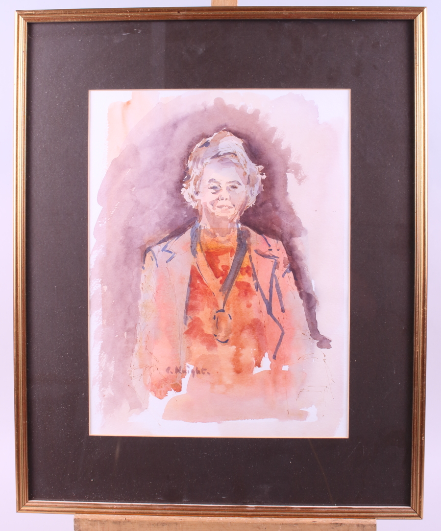 A quantity of watercolours, including a portrait of a woman, landscapes, houses, etc and other - Image 7 of 7