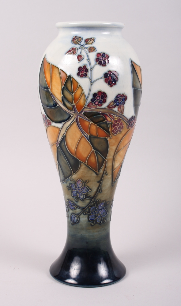A Moorcroft baluster "Blackberry" pattern vase, designed by Sally Tuffin, 10 3/4" high